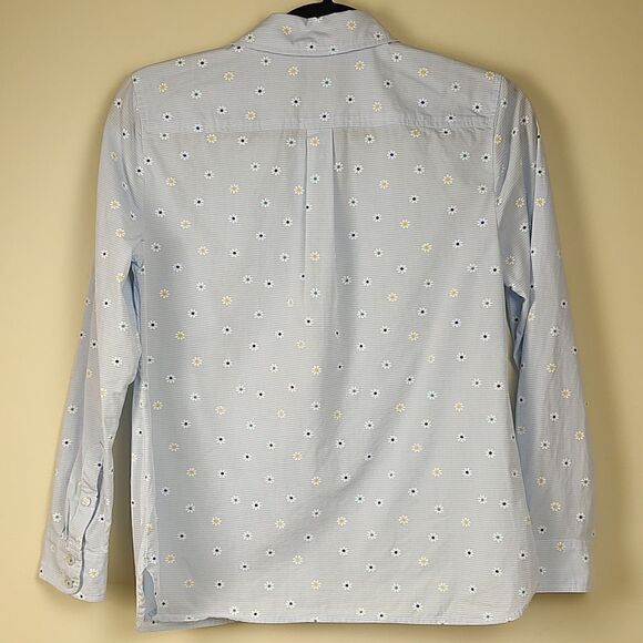 Talbot's Petite Cotton Daisy Print Button Front Long Sleeve Blouse Top - Picture 9 of 10